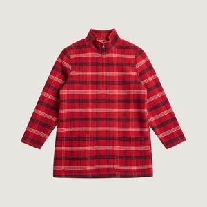 Vtg Plaid Wool Blend Zip Front Jacket Women M Black Red Lined Imagio Turkey Made